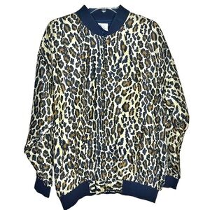 Leopard Print Silk Bomber Jacket